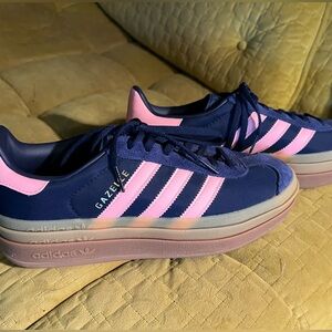 Adidas Gazelle Blue and Pink Platform Sneakers